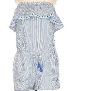 NWT!! Vineyard Vines Striped Strapless Ruffle Romper in Cornflower, Size S